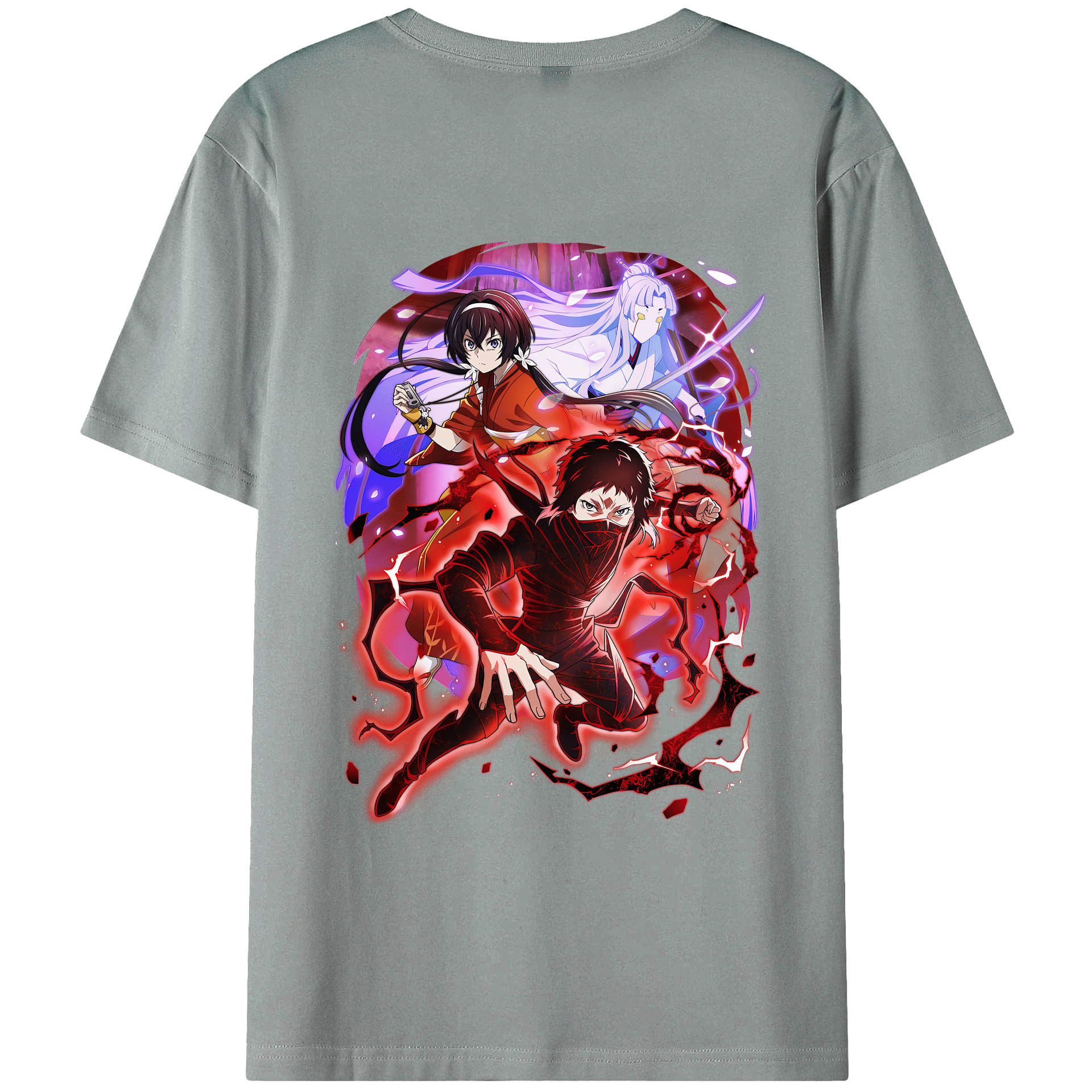 （画像用） 文豪ストレイドッグス Bungo Stray Dogs 綿100％ メンズ半袖Tシャツ（バックプリント） 通気性